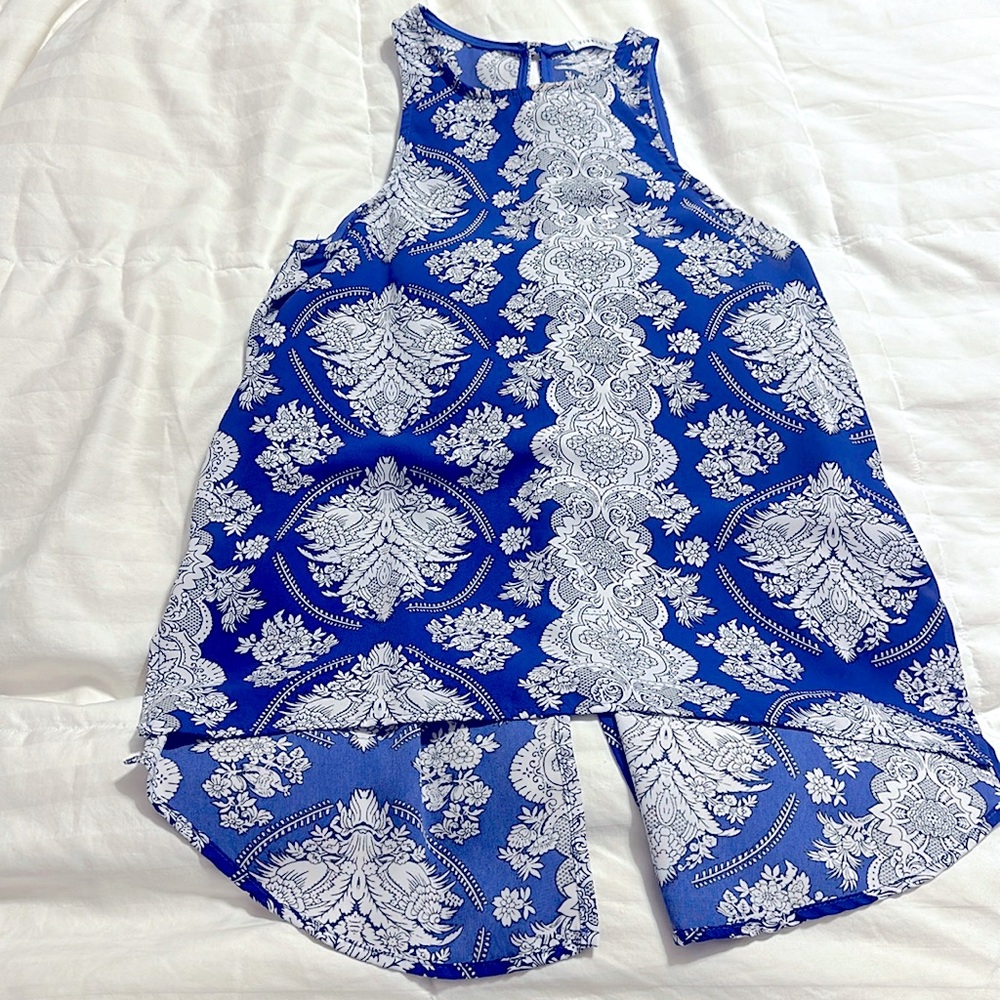 Vivayou - Blue & White Sleeveless Blouse - XS